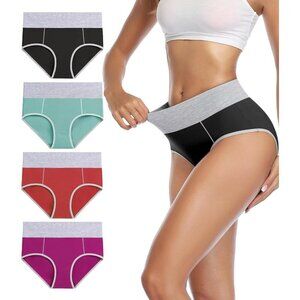 Women's Cotton Briefs High Waist Breathable Underwear 4 Pack